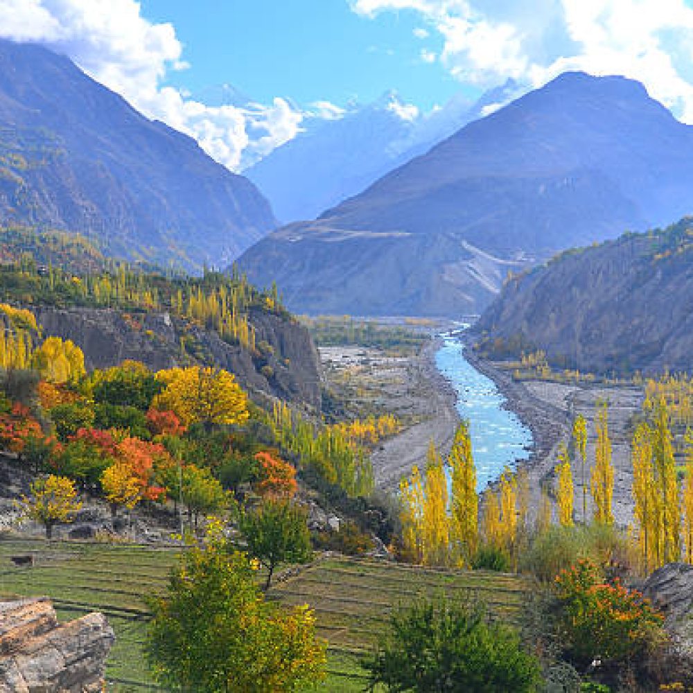 This is beautiful autumn in the late morning in Hunza valley , along Karakoram highway ,northern of Pakistan